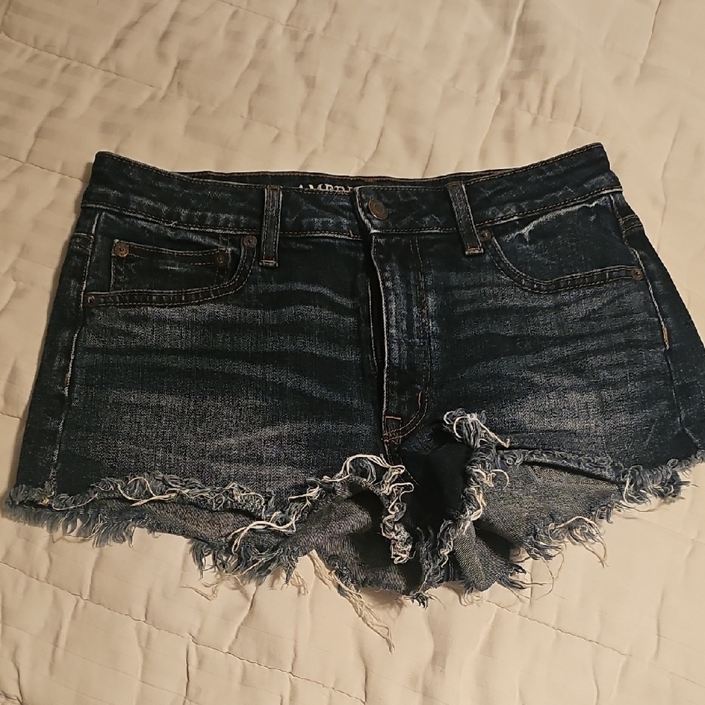 American Eagle Outfitters Blue Jean Shorts Distressed Cut-Off Style